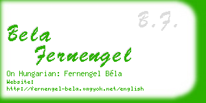 bela fernengel business card